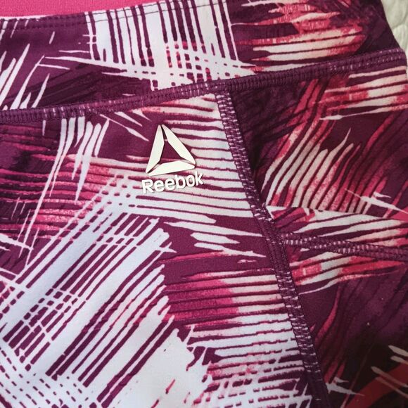 Reebok Revolve Skinny High-rise Capri Sz 2X Yoga Leggings Pink & White - Picture 10 of 11